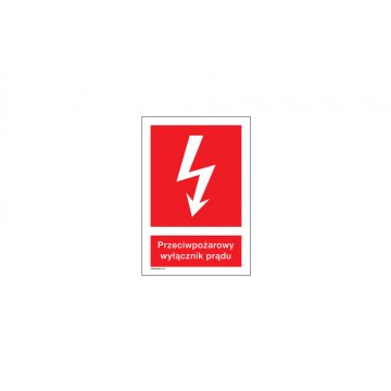 Przeciwpożarowy wyłącznik prądu - tabliczka przeciwpożarowa wym. 150x220mm - PVC - kolorowy druk UV - BHP131