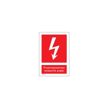 Przeciwpożarowy wyłącznik prądu - tabliczka przeciwpożarowa wym. 150x220mm - PVC - kolorowy druk UV - BHP131
