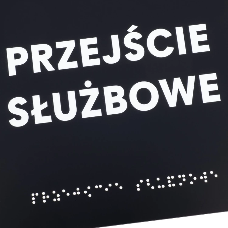 Przejście służbowe - tabliczka z czarnego matowego akrylu - wym. 150x150mm - TAB576