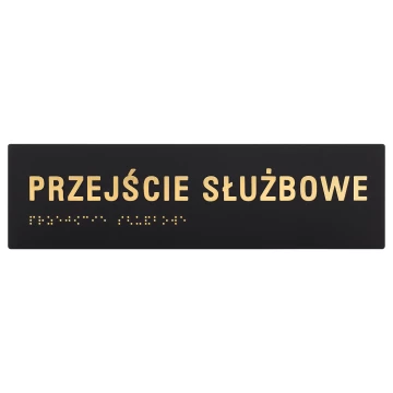 Tabliczka z pismem Braille'a - czarny matowy akryl i złote wypukłe litery wym. 250x70mm - TAB602
