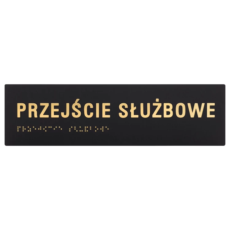 Tabliczka z pismem Braille'a - czarny matowy akryl i złote wypukłe litery wym. 250x70mm - TAB602