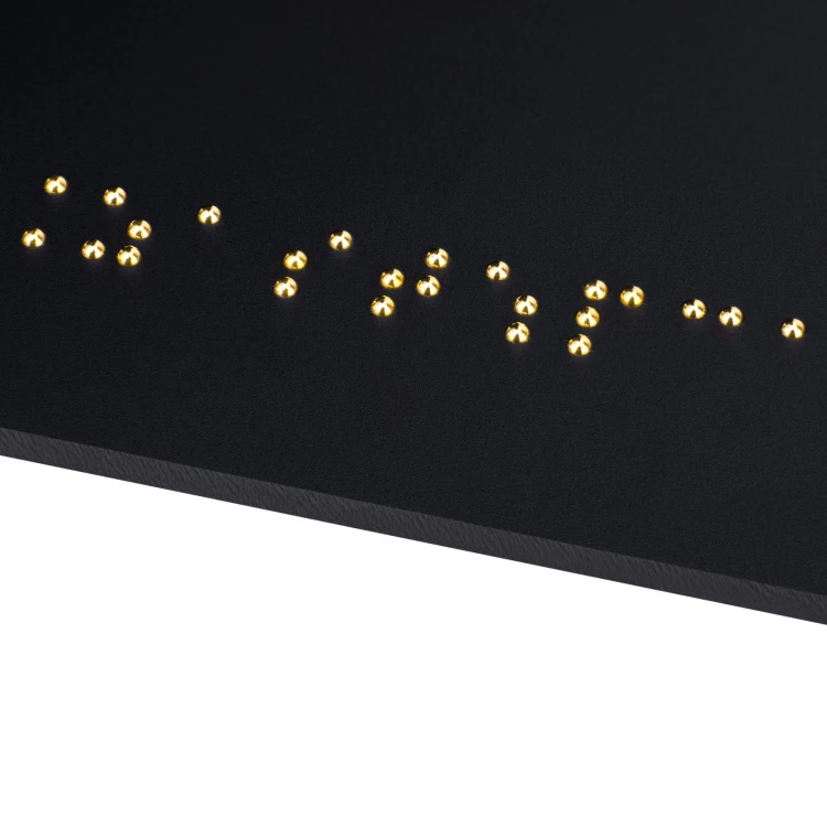Tabliczka z pismem Braille'a - czarny matowy akryl i złote wypukłe litery wym. 250x70mm - TAB602