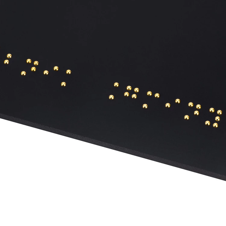 Tabliczka z pismem Braille'a - czarny matowy akryl i złote wypukłe litery wym. 250x70mm - TAB602