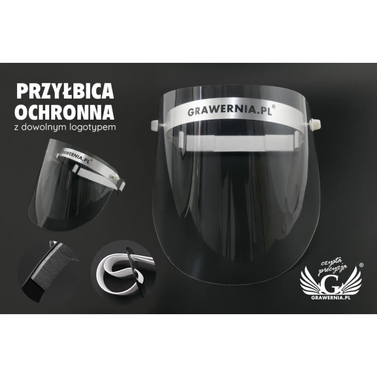 Przyłbica ochronna na twarz z tekstem lub logotypem - PCA003