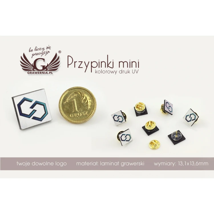 Przypinki/Pinsy mini z Twoim logo - kolorowy druk UV - PS010