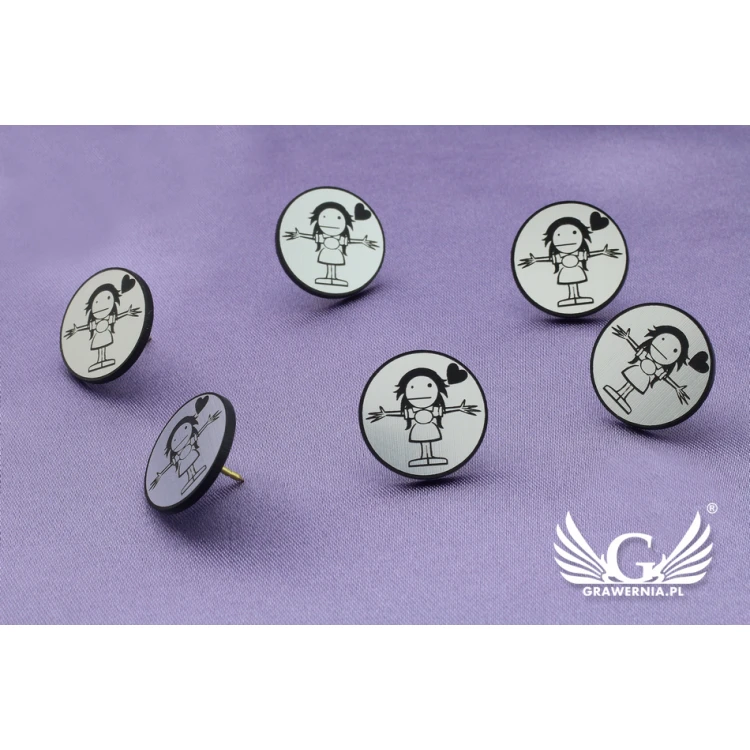 Przypinki/Pinsy mini z Twoim logo - grawer laserem - PS011