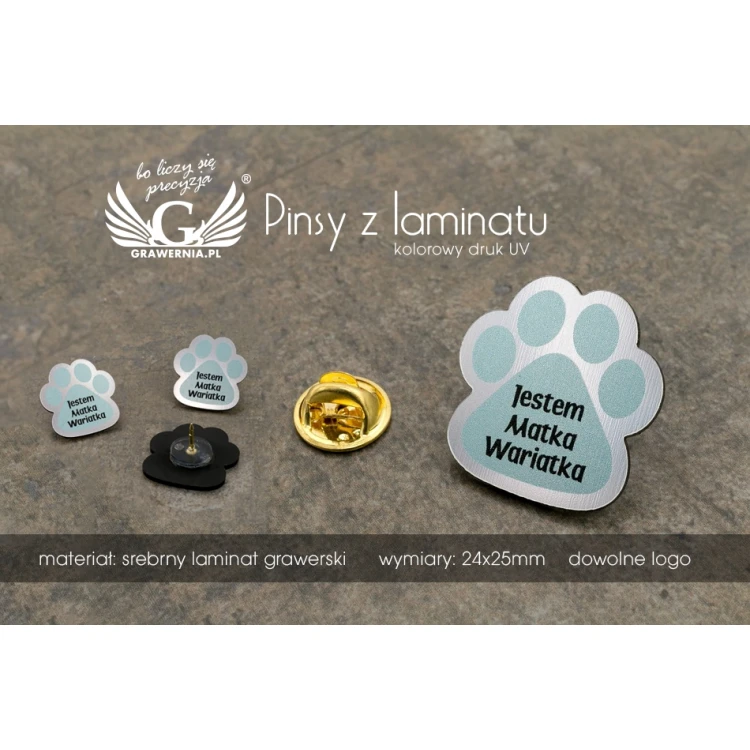 Przypinki/Pinsy mini z Twoim logo - wym: 24x25mm -  kolorowy druk UV - PS039