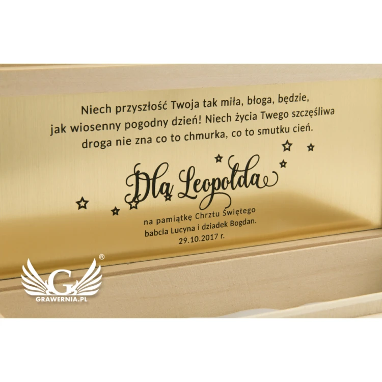 Kasetka pudełko drewniane z dowolną dedykacją - KAS01