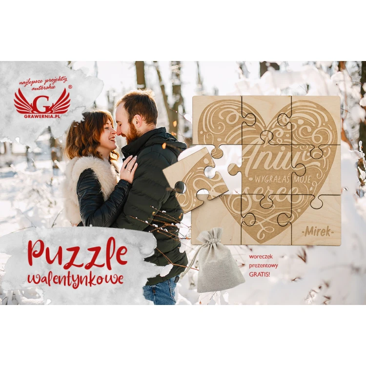 Puzzle Walentynkowe z drewna - wyznanie miłości - walentynki PZD005