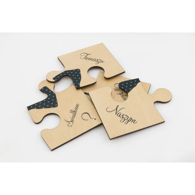 Puzzle - zaproszenia ślubne dla świadków - cyfrowy druk UV - ZAP014
