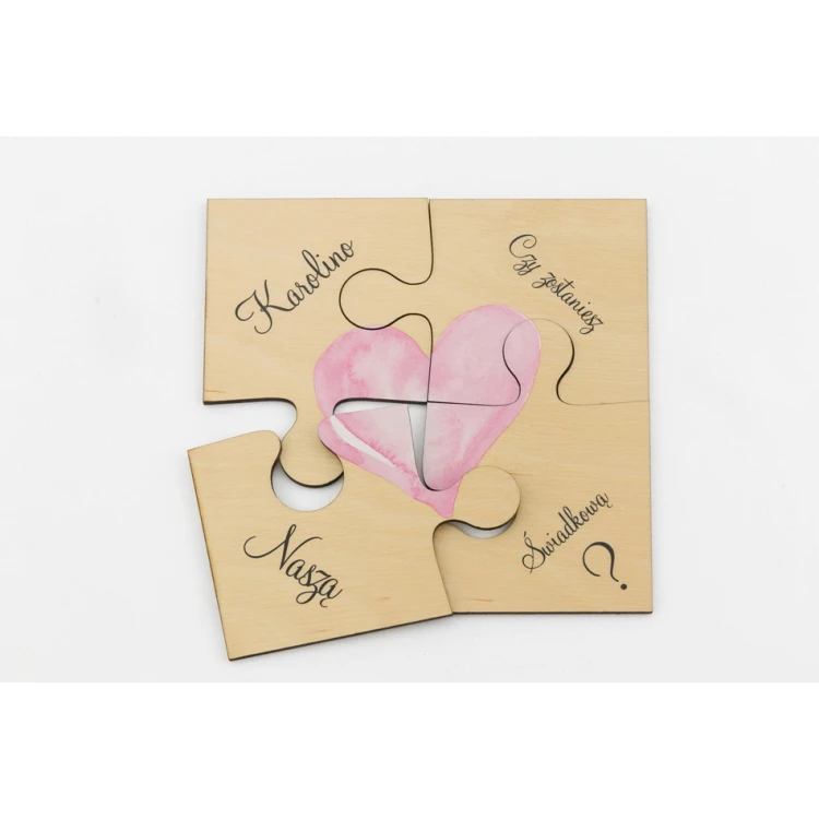 Puzzle - zaproszenia ślubne dla świadków - cyfrowy druk UV - ZAP012