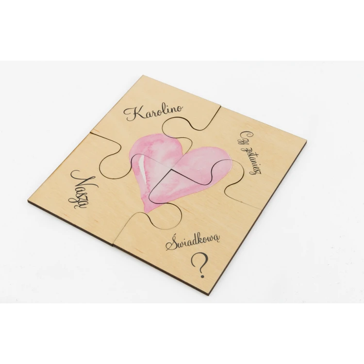 Puzzle - zaproszenia ślubne dla świadków - cyfrowy druk UV - ZAP012