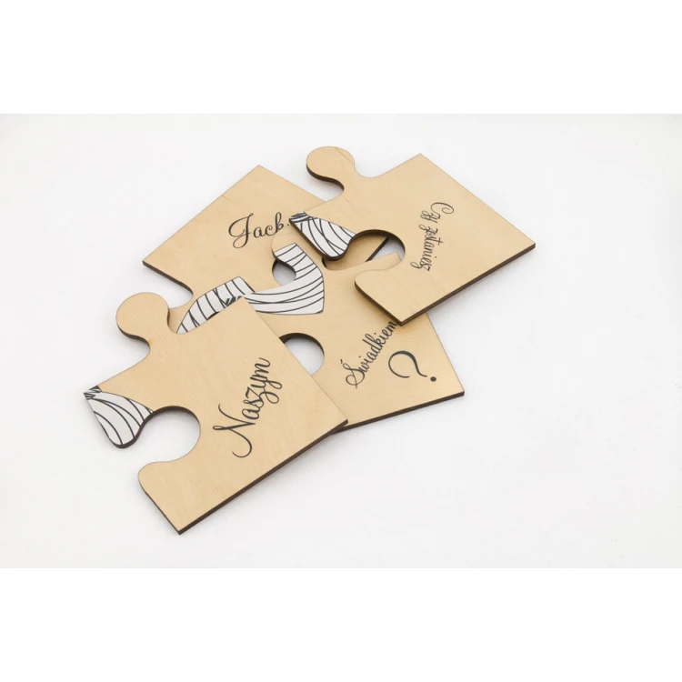 Puzzle - zaproszenia ślubne dla świadków - cyfrowy druk UV - ZAP013