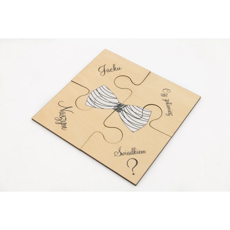 Puzzle - zaproszenia ślubne dla świadków - cyfrowy druk UV - ZAP013