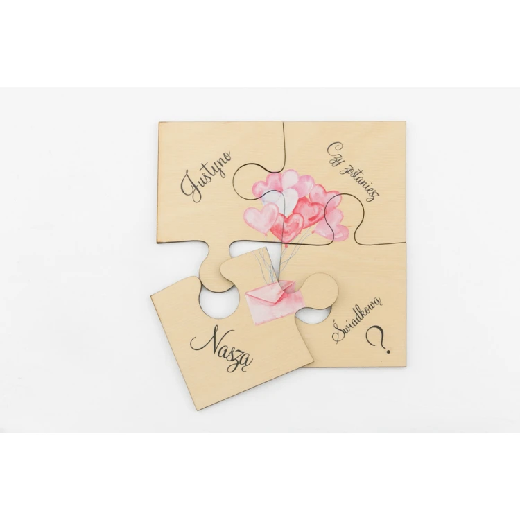 Puzzle - zaproszenia ślubne dla świadków - cyfrowy druk UV - ZAP011