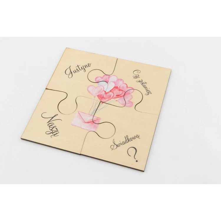 Puzzle - zaproszenia ślubne dla świadków - cyfrowy druk UV - ZAP011