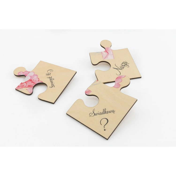 Puzzle - zaproszenia ślubne dla świadków - cyfrowy druk UV - ZAP011