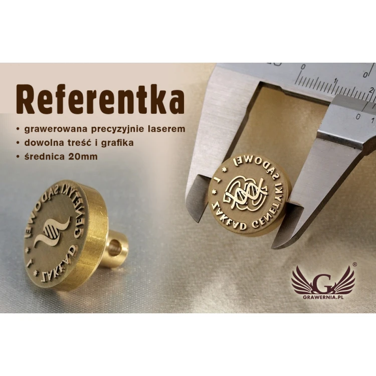Referentka z mosiądzu - LOGO STEMPEL - średnica 20mm