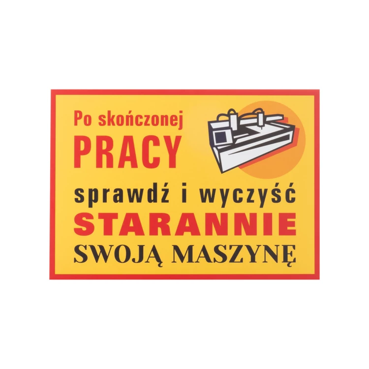 Retro tabliczka informacyjna wym. 210x298mm - Sprawdź czystość maszyny - BHP198
