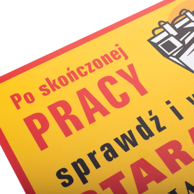 Retro tabliczka informacyjna wym. 210x298mm - Sprawdź czystość maszyny - BHP198