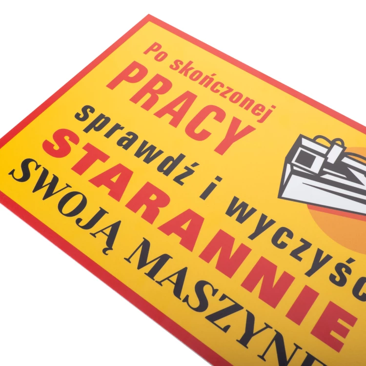 Retro tabliczka informacyjna wym. 210x298mm - Sprawdź czystość maszyny - BHP198