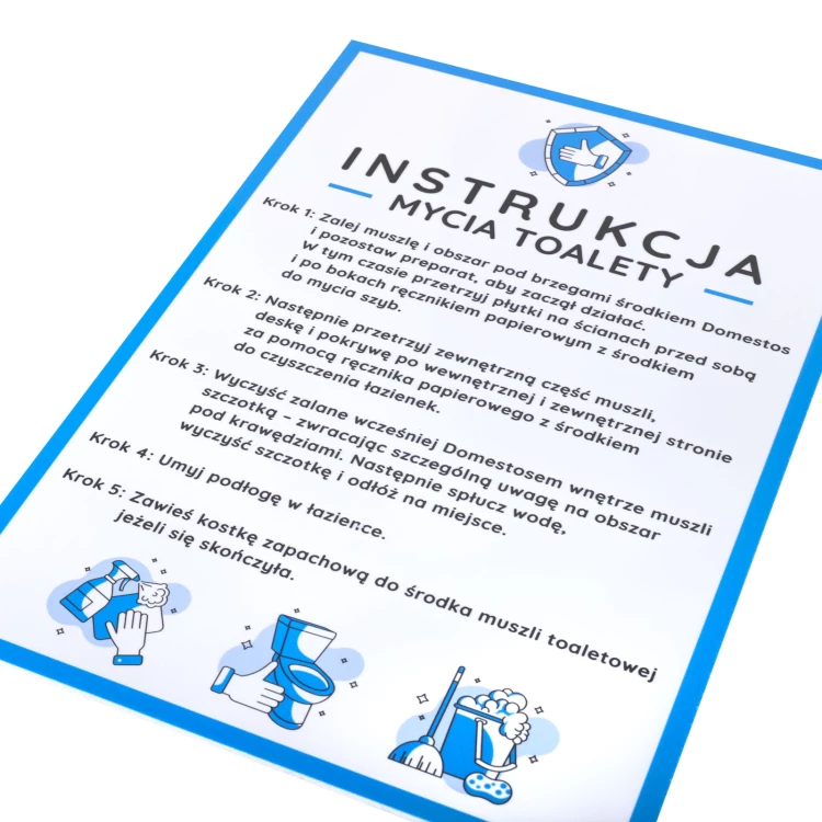 Tabliczka informacyjna wym. 303x210mm - Instrukcja mycia toalety - BHP201