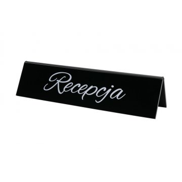 Rezerwacja - stojak akrylowy z dowolnym napisem - wym. 210x50mm - czarny akryl - REZ006