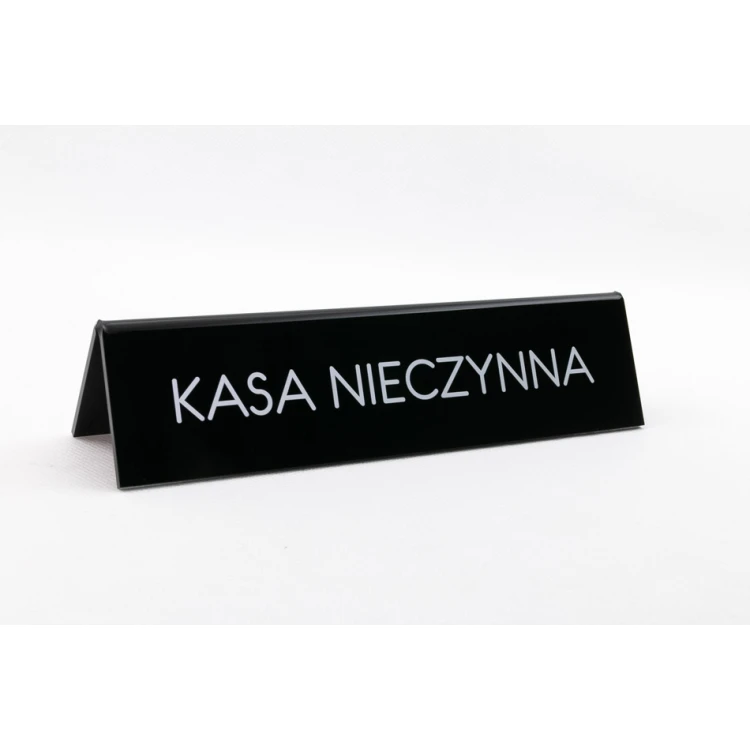 Rezerwacja - stojak akrylowy z dowolnym napisem - wym. 210x50mm - czarny akryl - REZ006