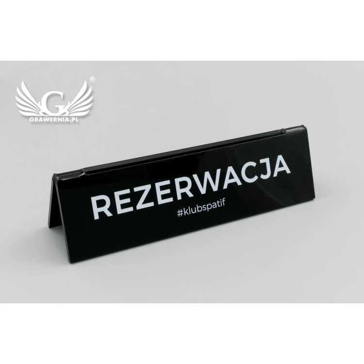 Rezerwacja - stojak na karteczkę - wym. 140x35mm - czarny akryl - REZ010