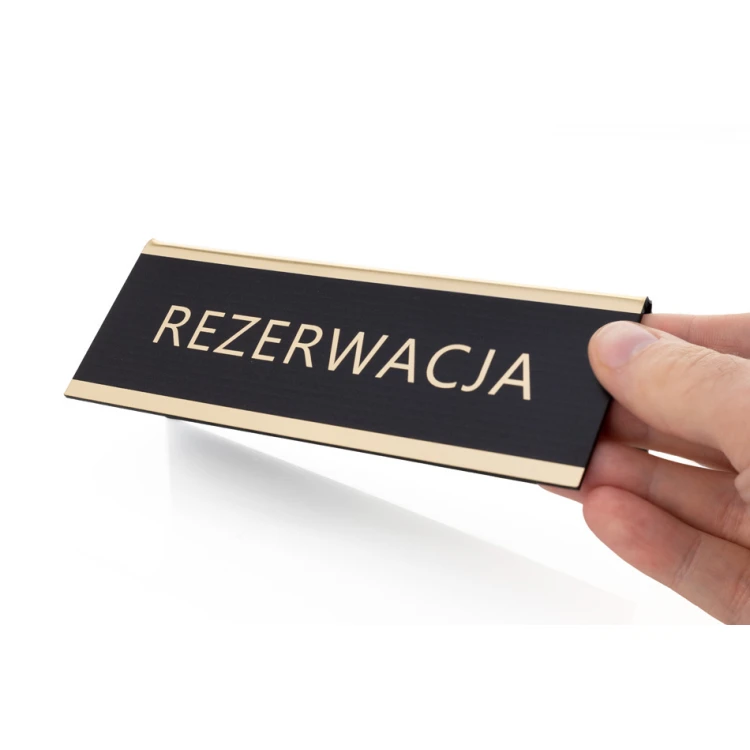 Rezerwacja - stojak na stolik - wym. 150x55mm - laminat grawerski - REZ013
