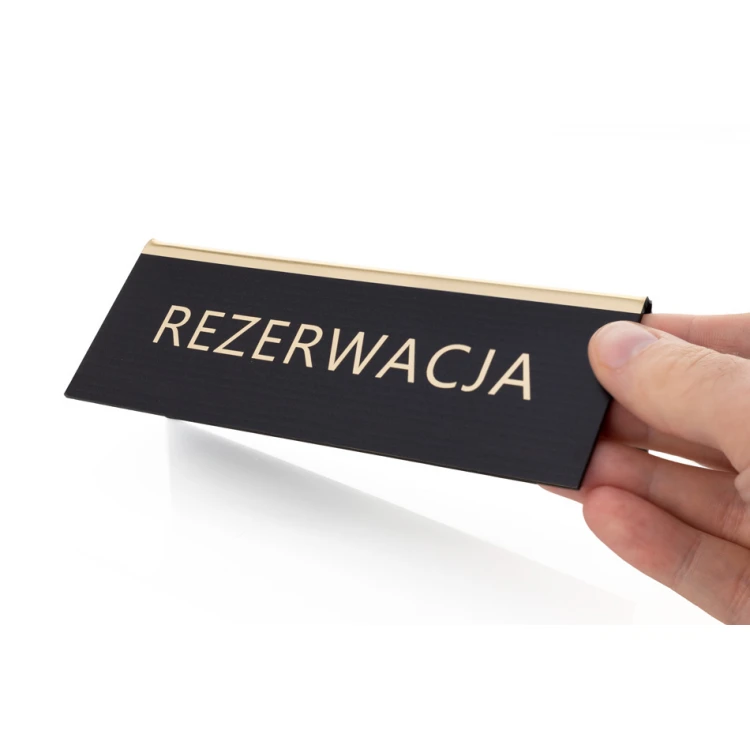 Rezerwacja - stojak na stolik - wym. 150x55mm - laminat grawerski - REZ014
