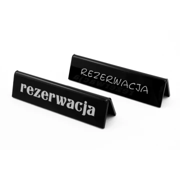 Rezerwacja - stojak na stoliki - wym. 140x35mm - czarny akryl - REZ005