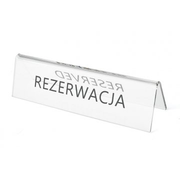 Rezerwacja - stojak na stoliki - wym. 195x55mm - plexi bezbarwna - REZ012