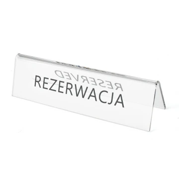 Rezerwacja - stojak na stoliki - wym. 195x55mm - plexi bezbarwna - REZ012