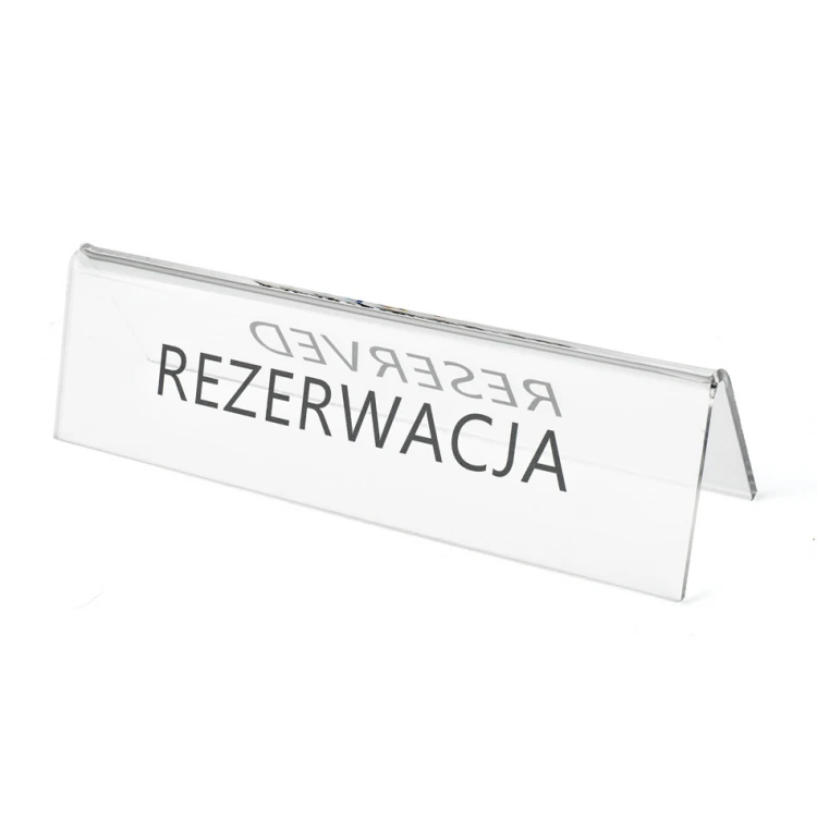 Rezerwacja - stojak na stoliki - wym. 195x55mm - plexi bezbarwna - REZ012