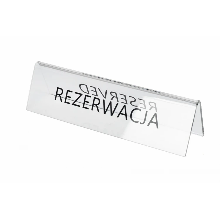 Rezerwacja - stojak na stoliki - wym. 195x55mm - plexi bezbarwna - REZ012