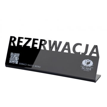 Rezerwacja - stojak na stoliki - wym. 197x63mm - plexi czarna błysk - REZ016