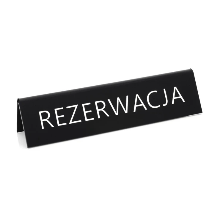 Rezerwacja - stojak na stoliki - wym. 200x50mm - czarny mat srebrne litery - REZ018