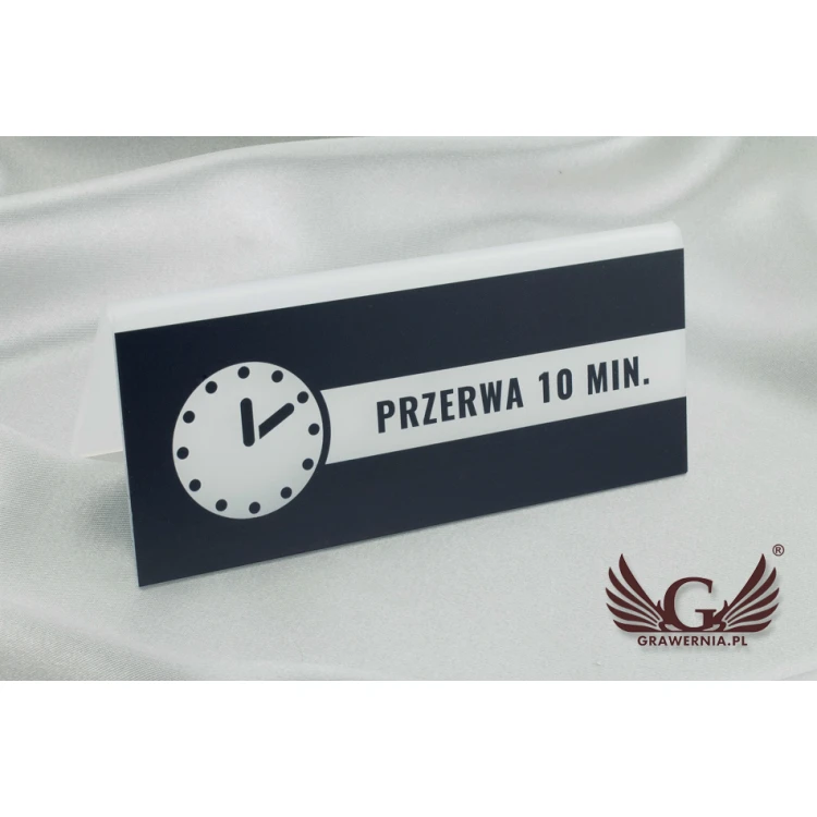 Rezerwacja - stojak z dowolnym napisem - wym. 150x65mm - szroniony akryl - druk UV - REZ007