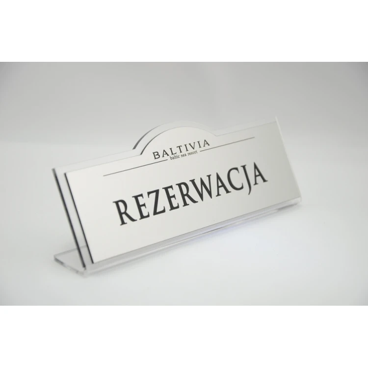 Rezerwacja - stojaki na stoliki 180x67mm SILVER - REZ002