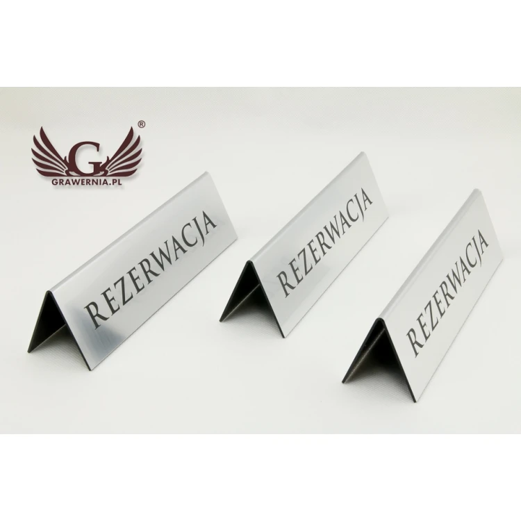 Rezerwacja - stojaki na stoliki 195x55mm SILVER - REZ004