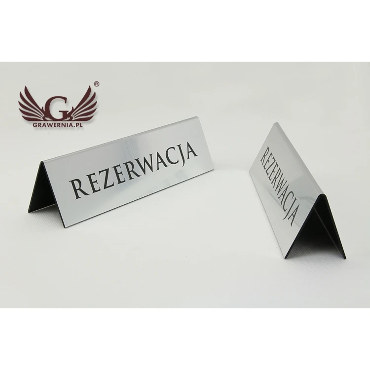 Rezerwacja - stojaki na stoliki 195x55mm SILVER - REZ004