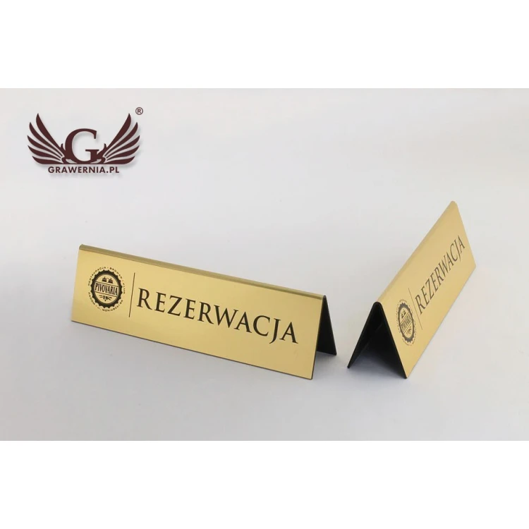 Rezerwacja - stojaki na stoliki 195x55mm GOLD - REZ003