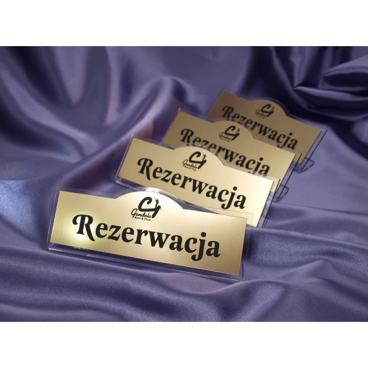 Rezerwacja - stojaki na stoliki 180x67mm GOLD - REZ001