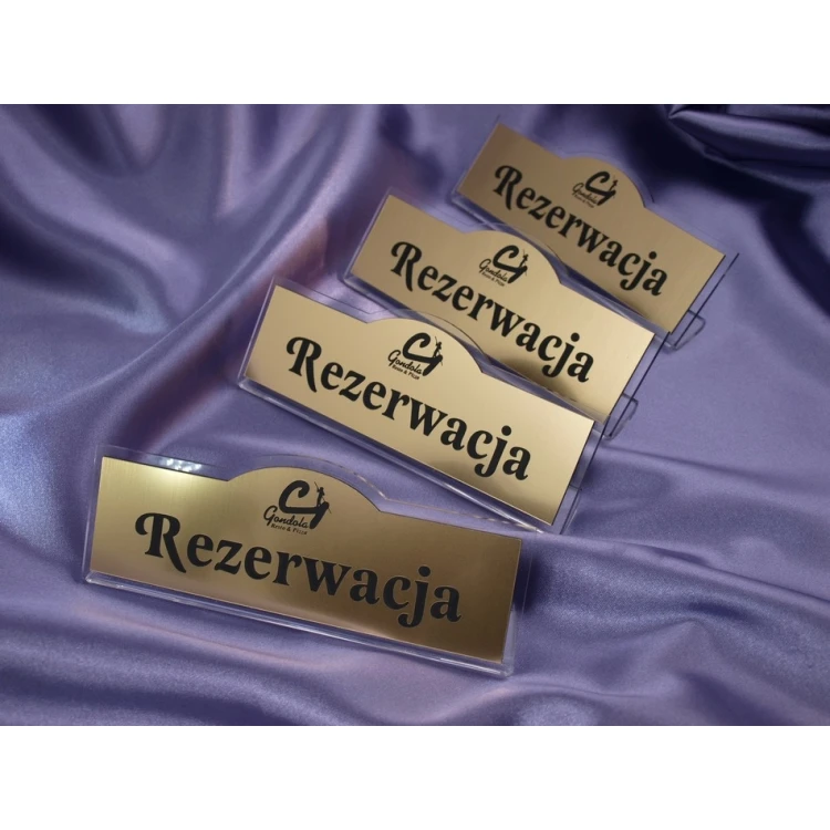 Rezerwacja - stojaki na stoliki 180x67mm GOLD - REZ001