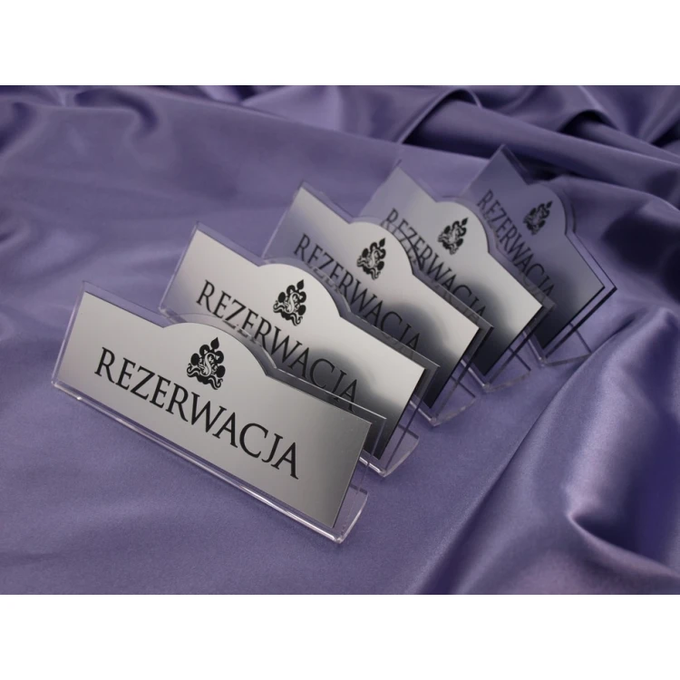 Rezerwacja - stojaki na stoliki 180x67mm SILVER - REZ002