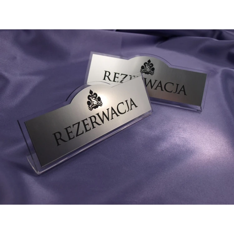 Rezerwacja - stojaki na stoliki 180x67mm SILVER - REZ002