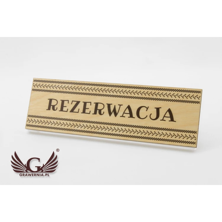 Rezerwacja - drewniane stojaki na stoliki 180x55mm - kolorowy druk UV - REZ008