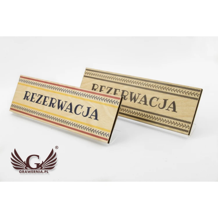 Rezerwacja - drewniane stojaki na stoliki 180x55mm - kolorowy druk UV - REZ008