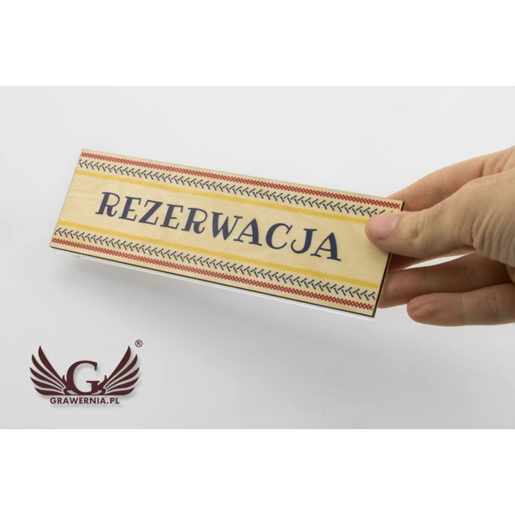 Rezerwacja - drewniane stojaki na stoliki 180x55mm - kolorowy druk UV - REZ008